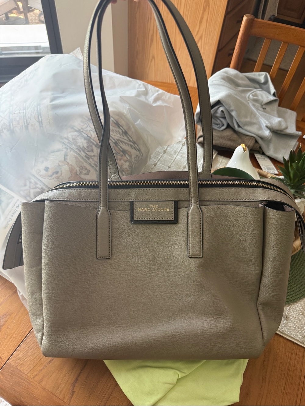Marc Jacobs Taupe/Gray Pebbled Leather Tote